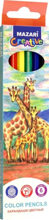 Карандаши цветные Карандаши цветные Wildlife, пластиковые, 6 цветов