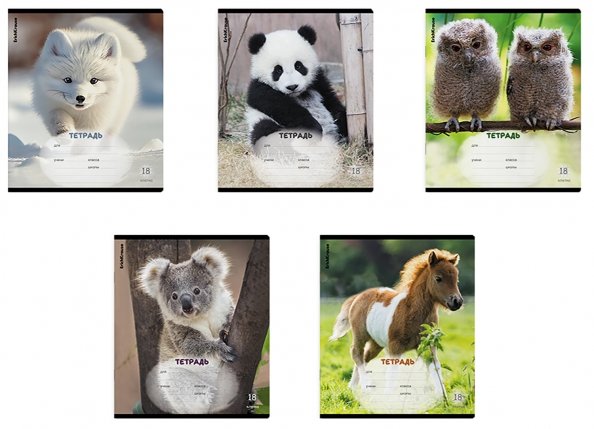 Тетрадь школьная ученическая Пушистики, 18 листов, клетка, в ассортименте, 10 штук Тетрадь школьная ученическая Пушистики, 18 листов, клетка, в ассортименте, 10 штук