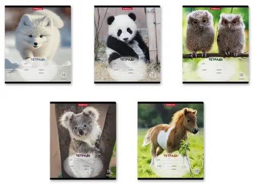 Тетрадь школьная ученическая Пушистики, 18 листов, линейка, в ассортименте, 10 штук