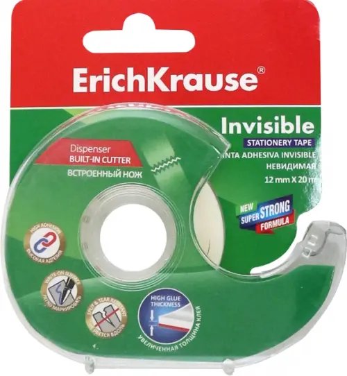 Лента клейкая прозрачная, 12 мм, в диспенсере