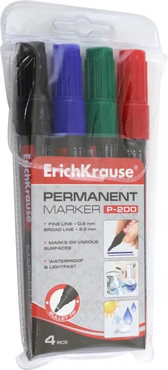 Набор перманентных маркеров P-200, 4 цвета Набор перманентных маркеров P-200, 4 цвета