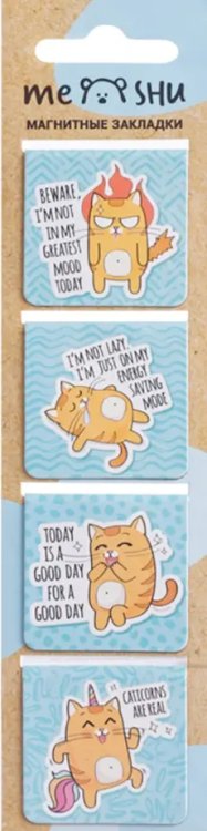 Закладки магнитные для книг "Cat mood", 4 шт. (MH_32658)