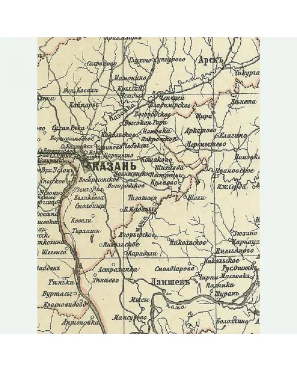 Карта-ретро Казанской губернии на 1895 г.