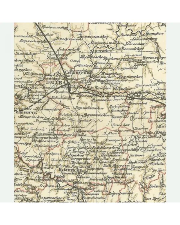 Карта-ретро Вятской губернии на 1892 г.