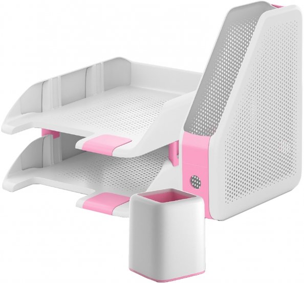 Набор настольный Forte. Pastel, белый с розовой вставкой, 3 предмета Набор настольный Forte. Pastel, белый с розовой вставкой, 3 предмета