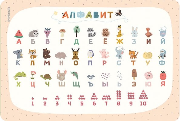 Подкладка настольная пластиковая Русский алфавит и счёт, А3 Подкладка настольная пластиковая Русский алфавит и счёт, А3