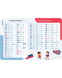 Подкладка настольная пластиковая Русский и английский алфавит, А3