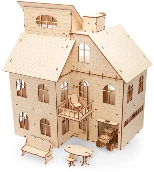 Сборная модель из дерева 3D Кукольный дом с лифтом Сборная модель из дерева 3D Кукольный дом с лифтом