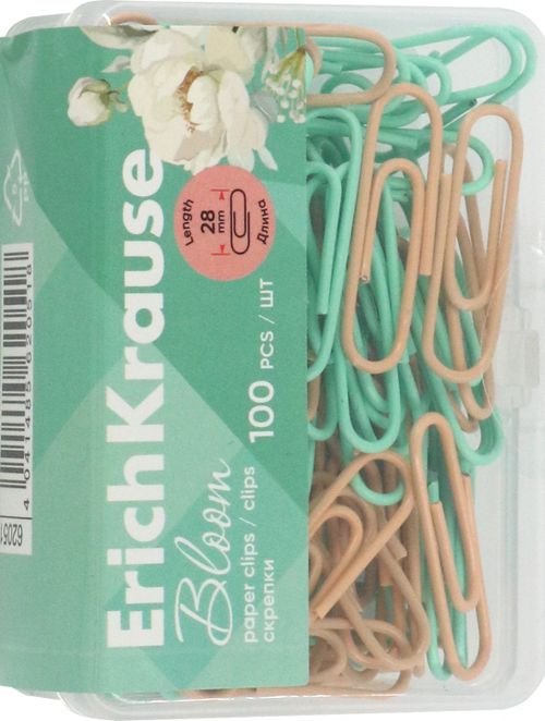 Скрепки металлические с виниловым покрытием Pastel Bloom, 28 мм, 100 штук, ассорти Скрепки металлические с виниловым покрытием Pastel Bloom, 28 мм, 100 штук, ассорти