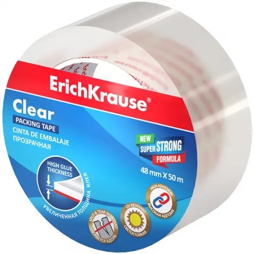 Клейкая лента упаковочная Clear, прозрачная, 48 мм х 50 м Клейкая лента упаковочная Clear, прозрачная, 48 мм х 50 м