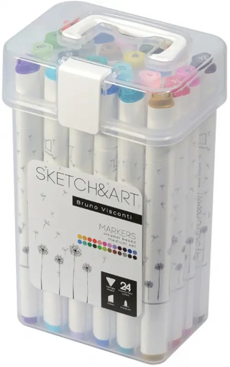 Набор двусторонних скетч-маркеров Sketch&Art, 24 цвета Набор двусторонних скетч-маркеров Sketch&Art, 24 цвета