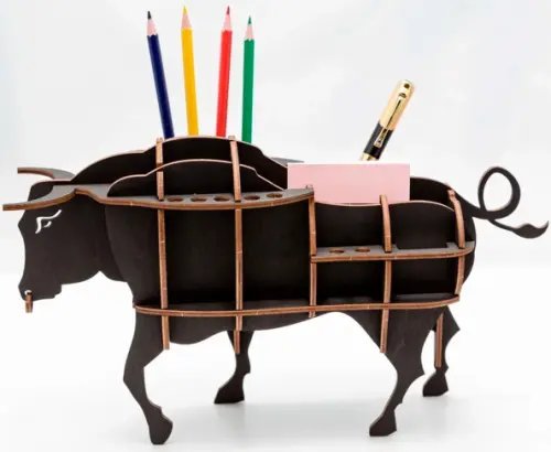 Сборная модель Настольный органайзер Бык Сборная модель Настольный органайзер Бык