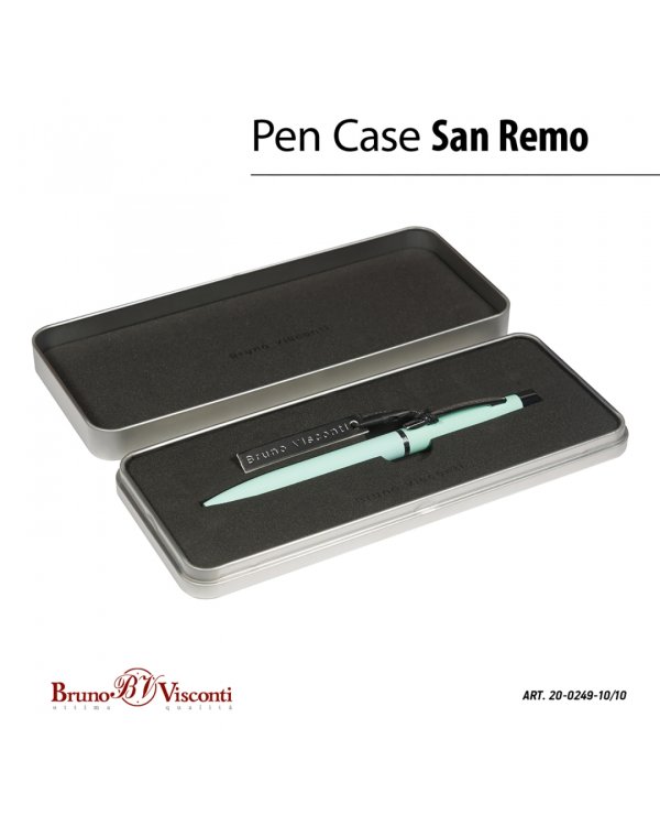 Ручка шариковая автоматическая San Remo, синяя, цвет корпуса мятный, в футляре