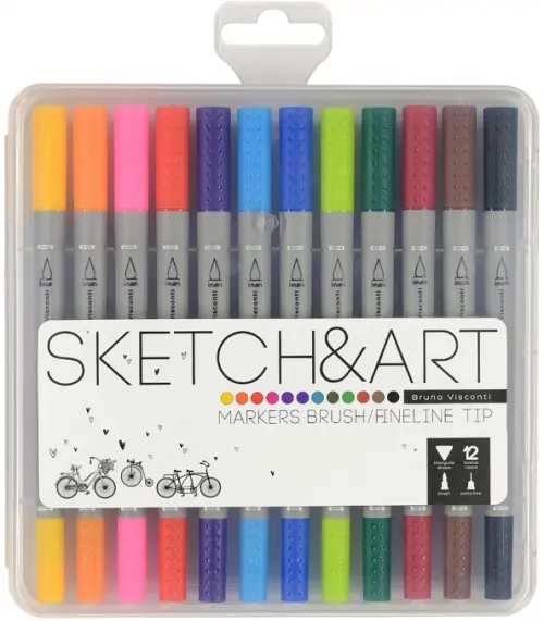 Набор двусторонних скетч-маркеров Sketch&Art, 12 цветов Набор двусторонних скетч-маркеров Sketch&Art, 12 цветов