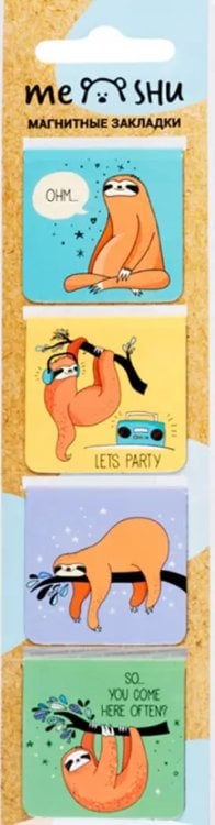 Закладки магнитные для книг "Sloth", 4 шт. (MH_32662)
