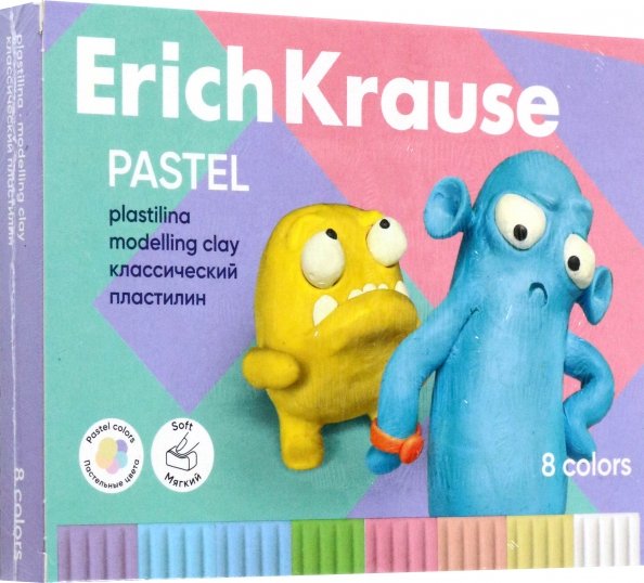 Пластилин классический Jolly Friends Pastel, 8 цветов, со стеком