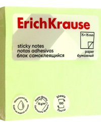 Блок самоклеящийся бумажный, 100 листов, зеленый