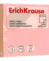 Блок самоклеящийся бумажный, 100 листов, розовый