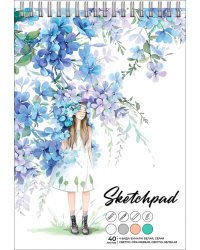 Скетчпад Нежные цветы, А5+, 40 листов, 4 вида бумаги