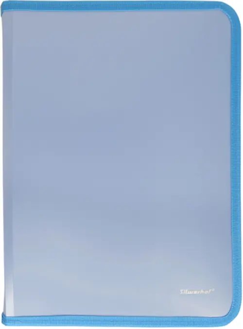 Папка для тетрадей, пластик, на молнии, A4, голубой