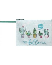 Папка для тетрадей Cactus, 1 отделение, ткань, молния, с ручкой, А4