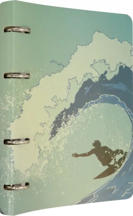 Тетрадь на кольцах со сменным блоком Тетрадь общая на кольцах Волна, 80 листов, А5, клетка