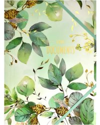 Папка для документов картонная Зеленые листья, А4+