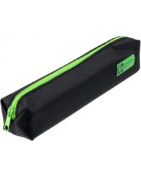 Пенал школьный, чёрный с зелёным