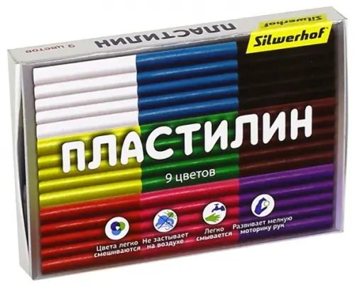 Пластилин 4-10 цветов Пластилин Народная коллекция, 9 цветов