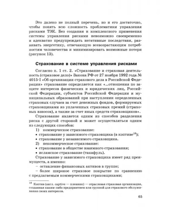 Страхование в системах управления рисками ТЭК