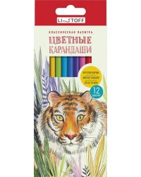 Карандаши цветные Тигр, круглые, 12 цветов