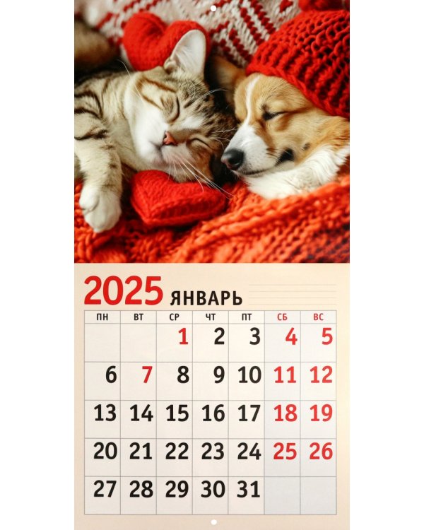Календарь на 2025 год Пушистые друзья
