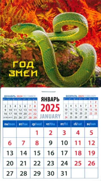 Календарь на магните 94х167 Календарь на магните на 2025 год Год змеи
