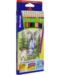 Карандаши 24 цвета 12 штук, с двухцветным грифелем &quot;Водопад&quot; (CP03924)