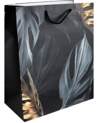 Пакет подарочный Листья на черном