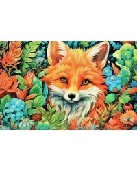 Алмазная мозаика на подрамнике Лиса, частичная выкладка