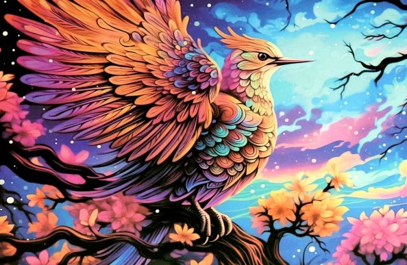 Алмазная мозаика на подрамнике Алмазная мозаика на подрамнике Волшебная птица, частичная выкладка