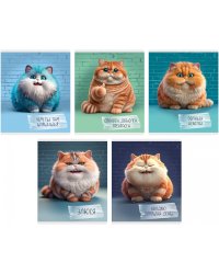 Тетрадь Осторожно, кот! 48 листов, клетка, в ассортименте