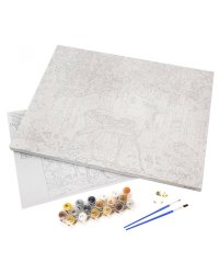 Картина по номерам с золотом на подрамнике Лесной Олень