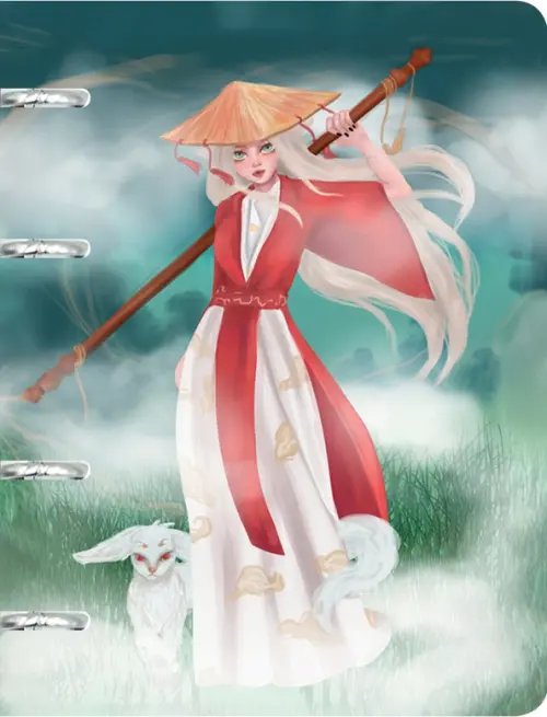 Тетрадь с кольцевым механизмом Тетрадь на кольцах Девушка в кимоно, 100 листов, клетка