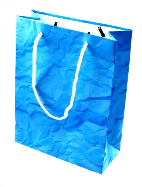 Пакет подарочный Мятая бумага, голубая