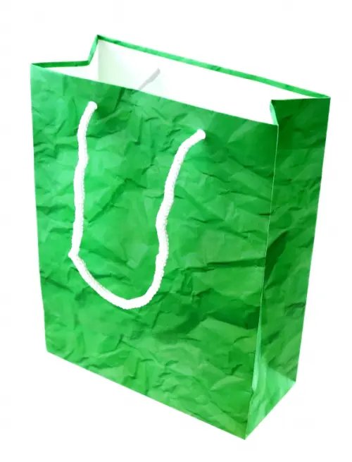 Пакет подарочный матовый Бумага зеленая, мятая