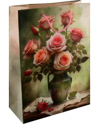 Пакет подарочный Персиковые розы