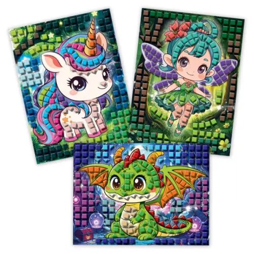 Разноцветная мозаика 3 в 1. Дракончик. Фея. Единорог