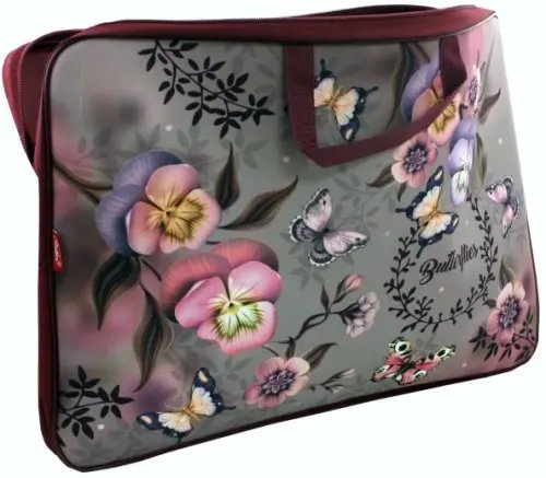 Сумка текстильная для тетрадей А3, Бабочки с цветами (NSn_34017)