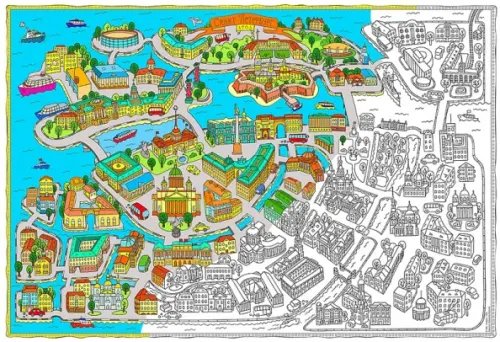 Карта-раскраска Санкт-Петербург. Карта-раскраска