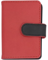 Визитница односторонняя (16 карманов, цвет красно-черный, на кнопке) (45953)