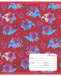 Тетрадь 12 листов, клетка, Сказочные слоники, 5 видов (ТКЛ125431)