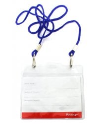 Бейдж горизонтальный пластиковый (110х125 мм, на 2-х карабинах) (PDk_00004)