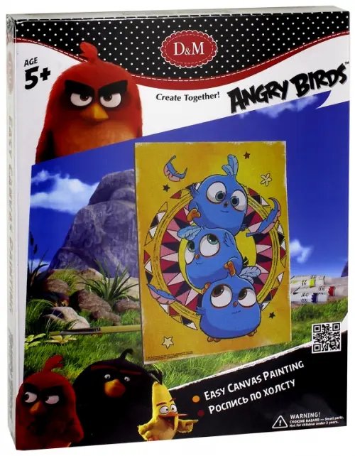 Обложка книги «Роспись по холсту "Angry Birds. Синие птички" (18x24 см) (63822)»